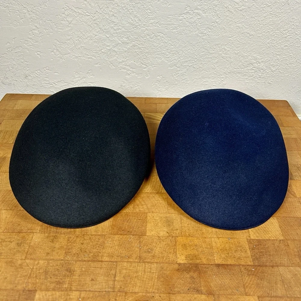 Set of 2 Vintage Pendleton Driving Newsboy Caps Hats Black/Navy 100% Virgin Wool